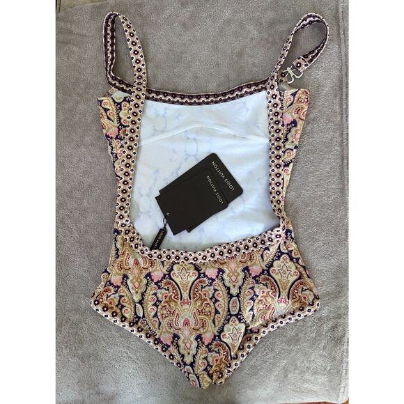 Louis Vuitton Vintage Y2K womens 38 One-Piece Swimsuit Paisley Print NWT luxury - Picture 3 of 10